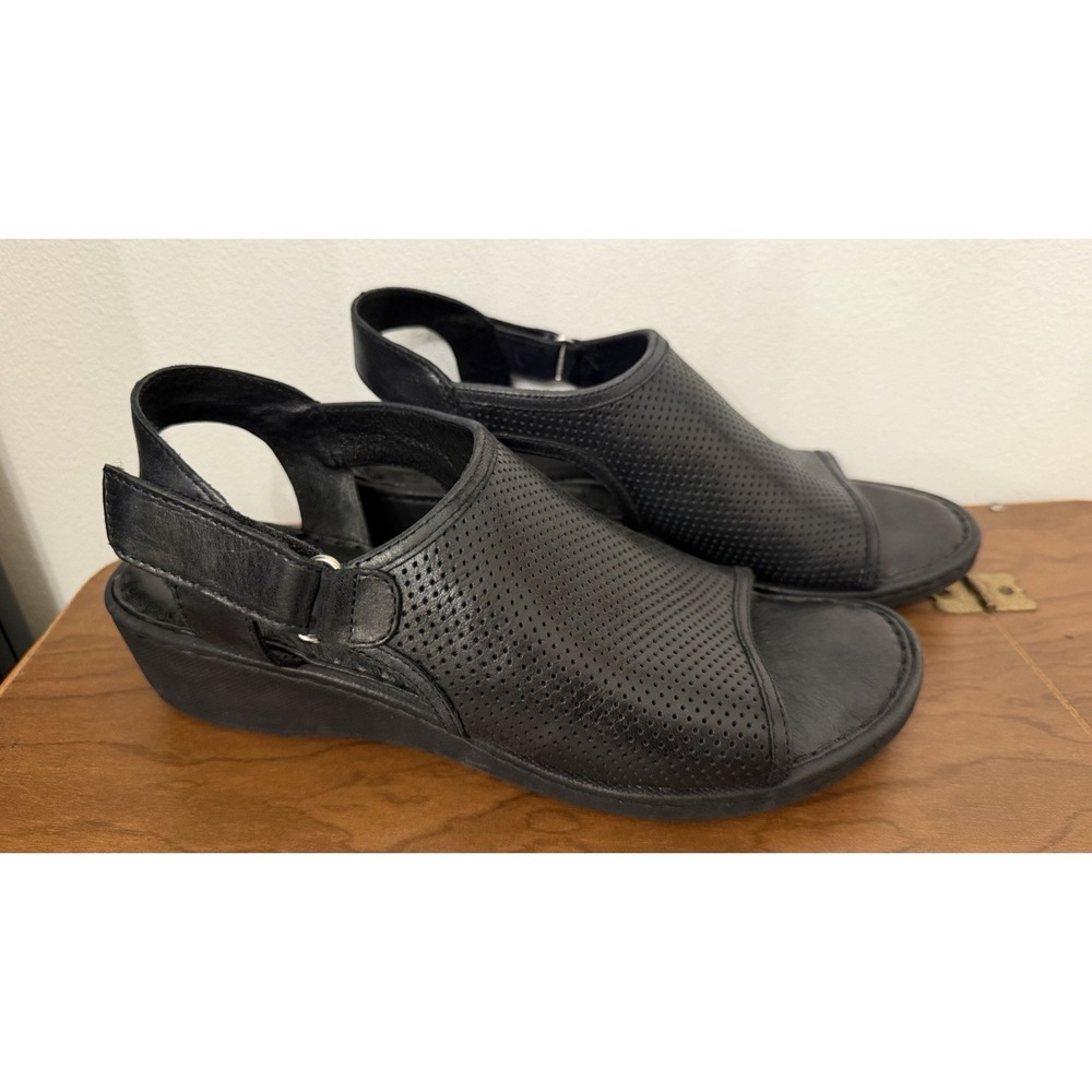 Born Slingback Sandals Women's Size 9M Black Leather Open Toe Heel F44203